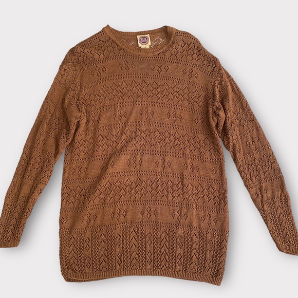 Saks Fifth Avenue Sweaters - Vintage Saks Fifth Avenue Women’s Sweater Medium Linen Blend Crochet Detail